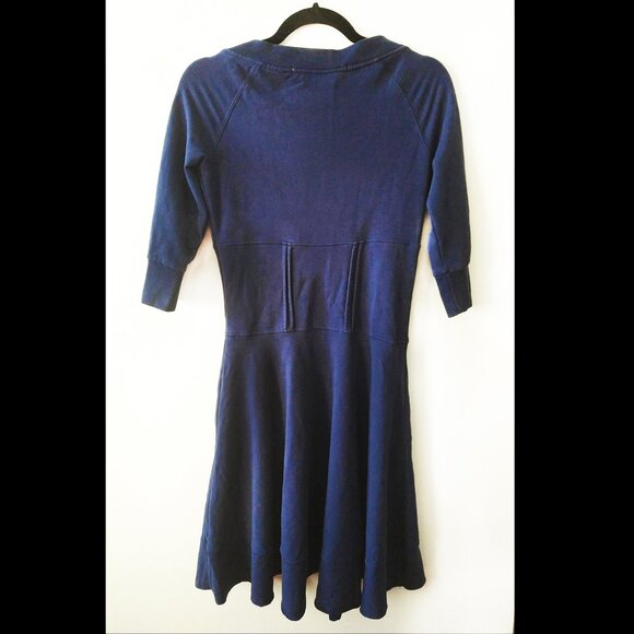 Fornarina Blue 3/4 Sleeve Dress w/ Pockets NWOT - Picture 4 of 6